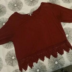 Red top with bottom lace